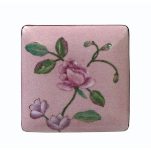 Contemporary Flower Painting Square Porcelain Box - Jewelry Box n446E