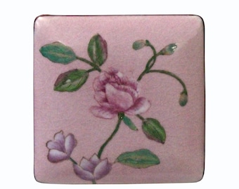 Contemporary Flower Painting Square Porcelain Box - Jewelry Box n446E