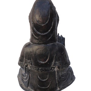 Chinese Iron Metal Rustic Abhaya Mudra Kwan Yin Statue jz108E image 4