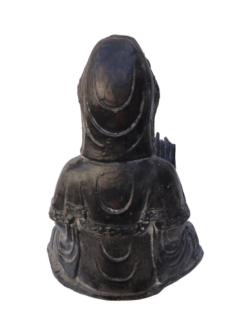 Chinese Iron Metal Rustic Abhaya Mudra Kwan Yin Statue jz108E image 4