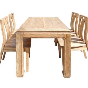 Oriental Light Wood Rectangular Dining Table 4 Chairs Set cs1555E image 2