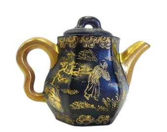 Chinese Zisha Clay Black Golden Scenery Teapot Display cs695-10S Chinese Zisha Clay Black Golden Scenery Teapot Display cs695-10S