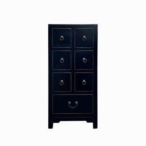 Oriental Black 7 Drawers Slim Narrow Chest Cabinet Stand cs7704E image 1