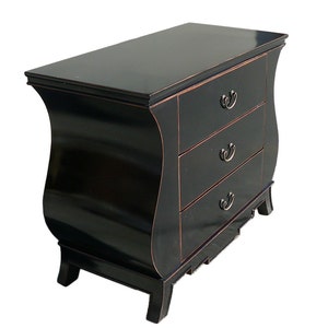 Chinese Black Lacquer Curve Legs 3 Drawers Dresser Cabinet cs1152E image 3