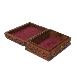 Brown Dimensional Relief Scroll Motif Rectangular Storage Box Chest ws2091E image 5