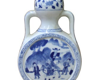 Chinese Blue White Porcelain People Theme Gourd Vase cs3023E