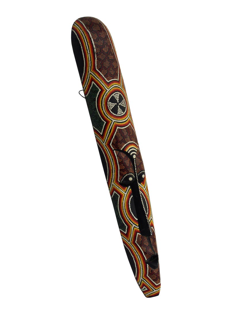 Handmade Tribal Wood Oval Multi-color Face Mask Wall Display Art cs3585E image 3