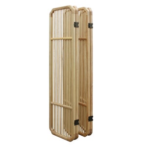 Fine Polish Raw Finish Bar Pattern Wood Panel Screen Room Divider cs4943E image 5