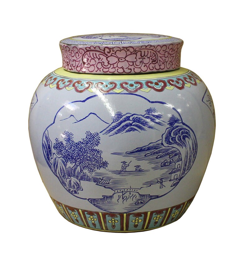 Chinese Zisha Clay Color Scenery Container Jar cs2634E image 1
