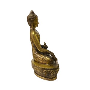 Chinese Distressed Bronze Color Metal Sitting Lotus Buddha Statue ws2122E image 4