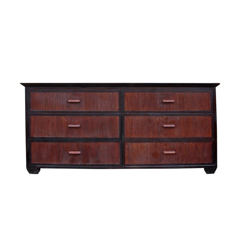 Oriental Bamboo Accent 6 Drawers Console Sideboard Table Cabinet cs4940E image 1