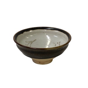 4.75 Chinese Brown Black White Drawing Ceramic Bowl Cup Display ws3326AE image 6