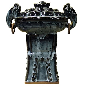 Blue Glaze Ceramic Dragon Ingot Ding Shape Figure cs2441E