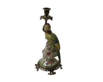 Chandelier vintage fait main en céramique avec figurine de perroquet ws3885E