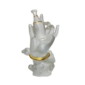 Crystal Glass Liuli Pate-de-Verre White Clear Hand w Bottle Figure ws1320E