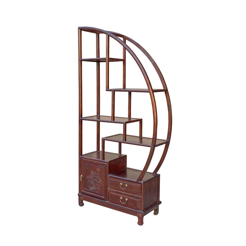 Chinese Brown Half-Round Shape Display Curio Cabinet Room Divider cs7562E image 3