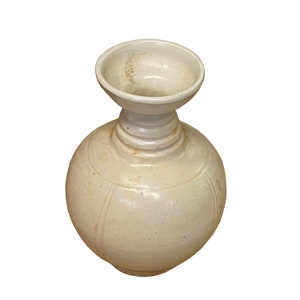 Chinese Handmade Ceramic Cream Off White Wide Vase Jar ws2723E image 4