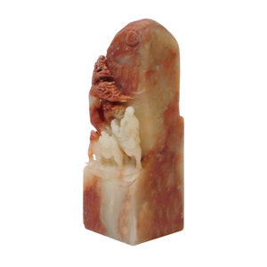 Chinese Stone Carved Man Camel Theme Seal Stamp Display Art cs2918E