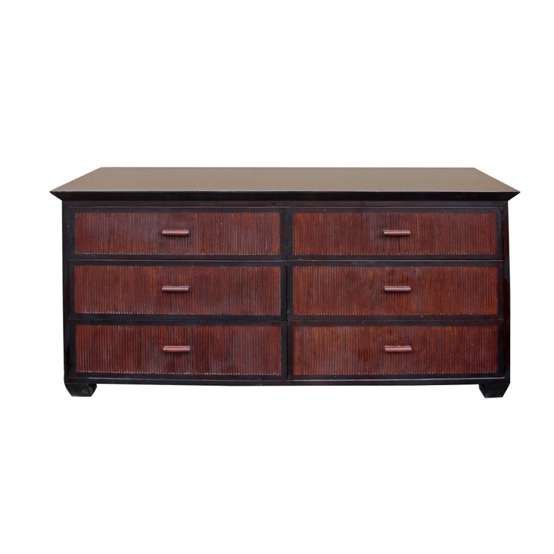 Oriental Bamboo Accent 6 Drawers Console Sideboard Table Cabinet cs4940E image 3