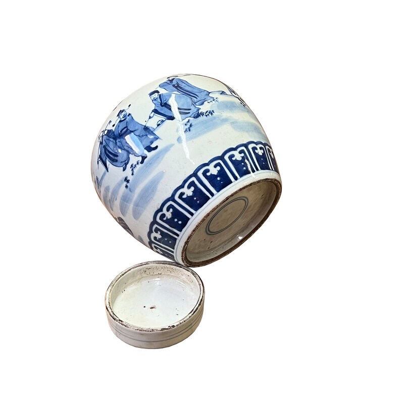 Chinese Hand-paint 8 Immortal Blue White Porcelain Ginger Jar ws2823E image 4