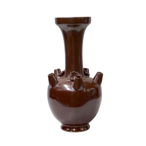 Chinese Ware Blood Brown Glaze Ceramic Jar Vase Display Art cs5657E