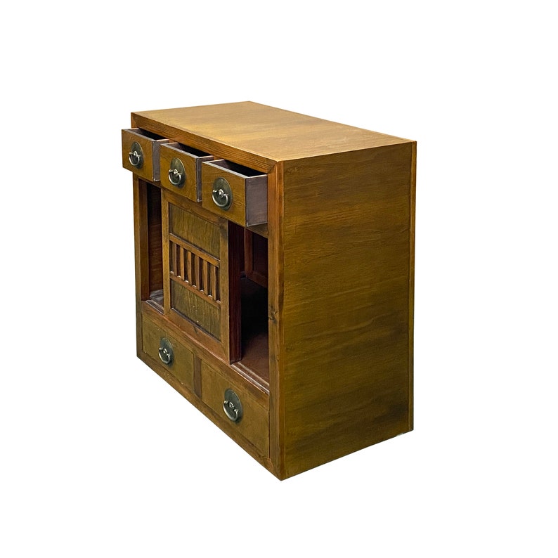 Natural Wood Zen Japanese 2 Sides Access Tansu Chest Cabinet cs7672E image 2