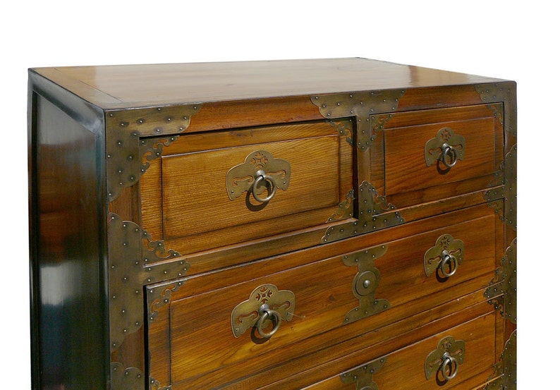 Korean Brass Hardware Accent Dresser Storage Side Cabinet wk2905E