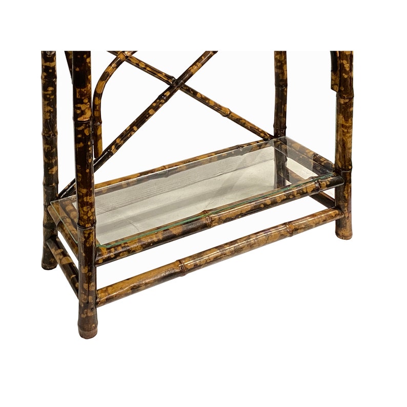 Vintage Bamboo Frame Glass Table Mirror Foyer Hall Tree Rack Chest ws3458E image 4