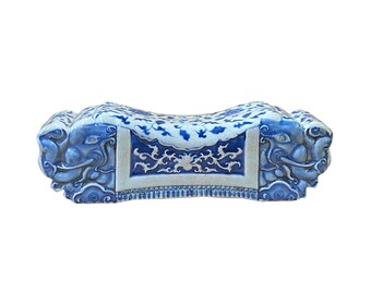 Chinese Blue White Porcelain Elephant Graphic Pillow Shape Display ws2032S Chinese Blue White Porcelain Elephant Graphic Pillow Shape Display ws2032S