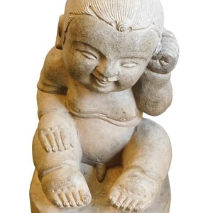 Chinese Oriental Stone Sitting Baby Kid Figure cs1924E image 2