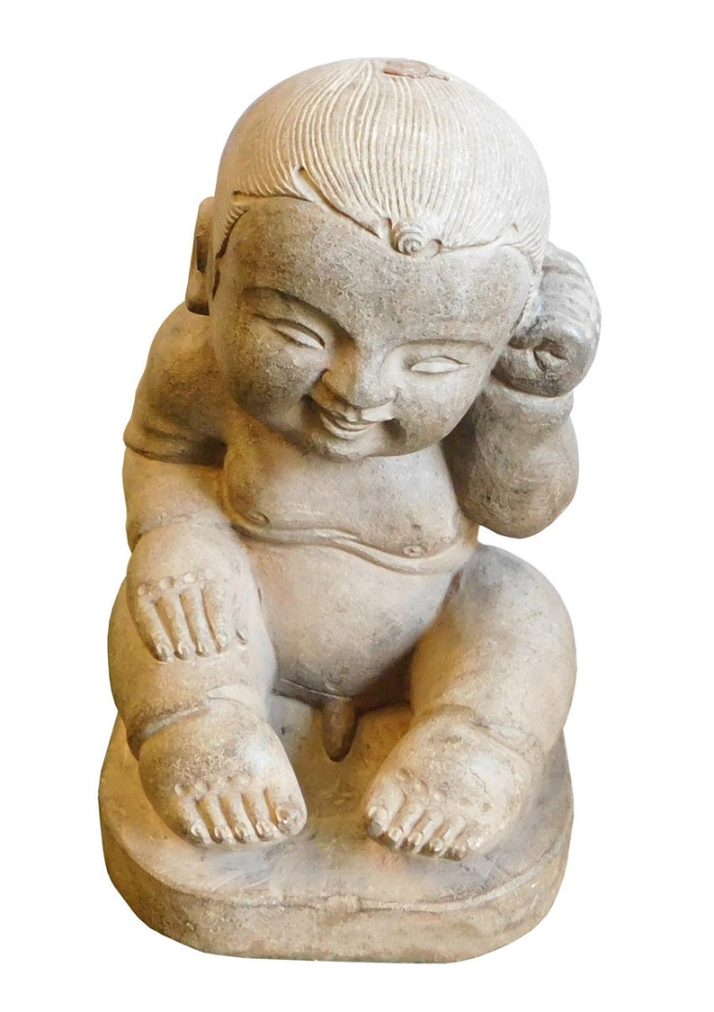 Chinese Oriental Stone Sitting Baby Kid Figure cs1924E image 2