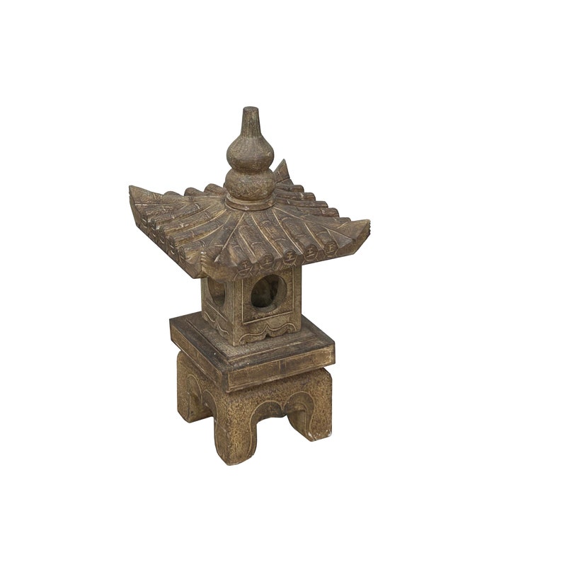 Rustic Gray Brown Temple Tower Top Pagoda Shape Garden Stone Lantern ws3650E image 5