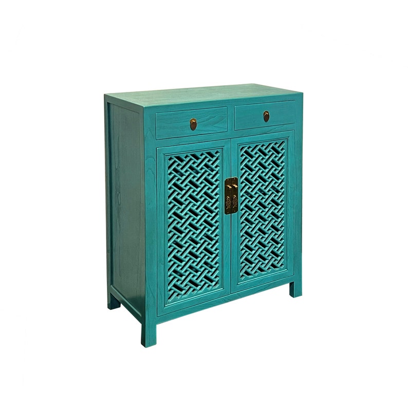 Oriental Solid Wood Shutter Doors Four Shelve Side Table Shoes Organizer Storage Cabinet cs7498E image 5