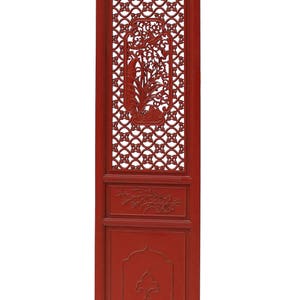 Chinese Red Paint Geometric Flower Bird Accent Narrow Floor Panel Headboard cs3569E image 6