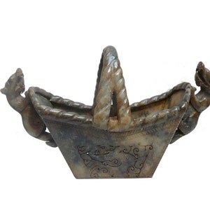 Chinese Oriental Jade Stone Carved Pixiu Basket Figure cs057E