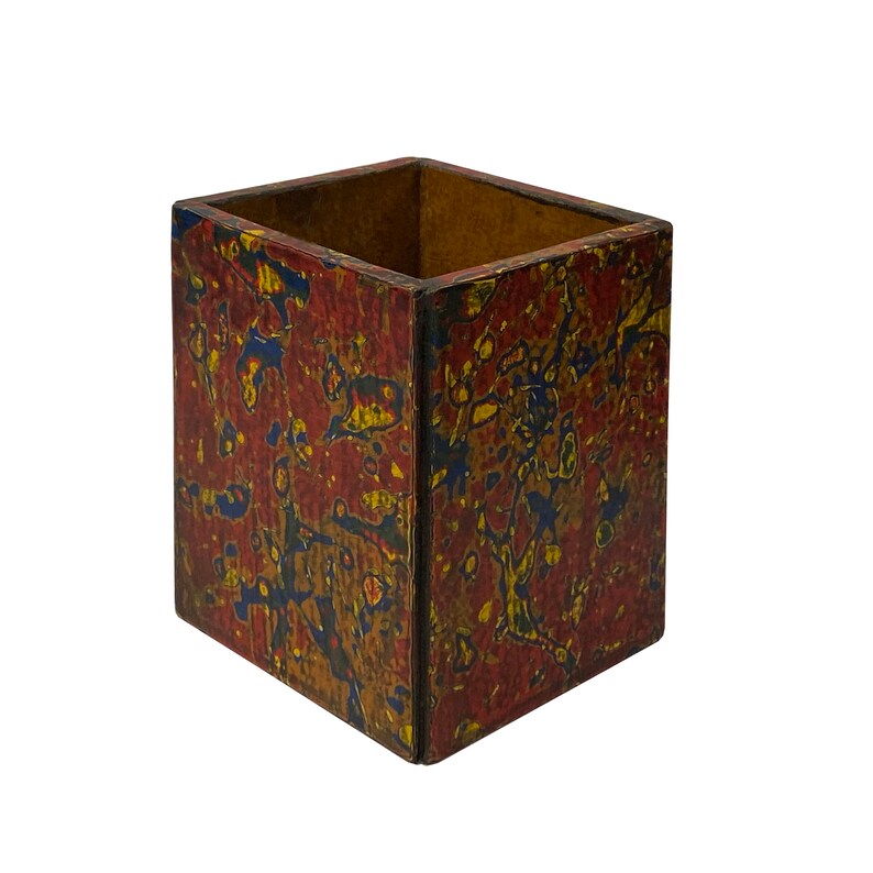 Handmade Red Multi-Layer Lacquer Abstract Pattern Wood Holder Box ws2025E image 3