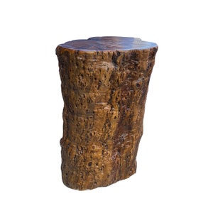 Raw Wood Rough Grain Finish Irregular Shape Short Stool Table cs7537E image 3