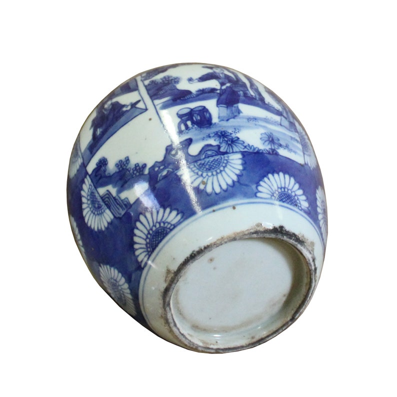 Chinese Oriental Handpaint Small Blue White Porcelain Ginger Jar ws515E image 5