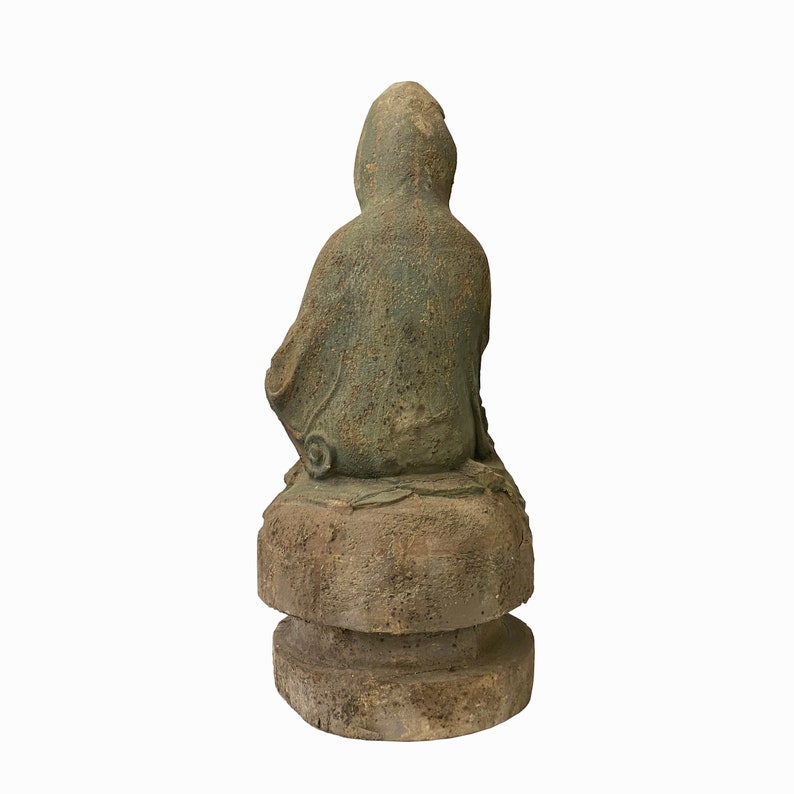 Chinese Rustic Wood Sitting Guan Yin Kwan Yin Bodhisattva Statue ws1527E image 2