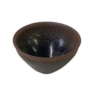 Chinese Jianye Clay Metallic Bronze Black Glaze Decor Bowl Display Art ws3159E image 5