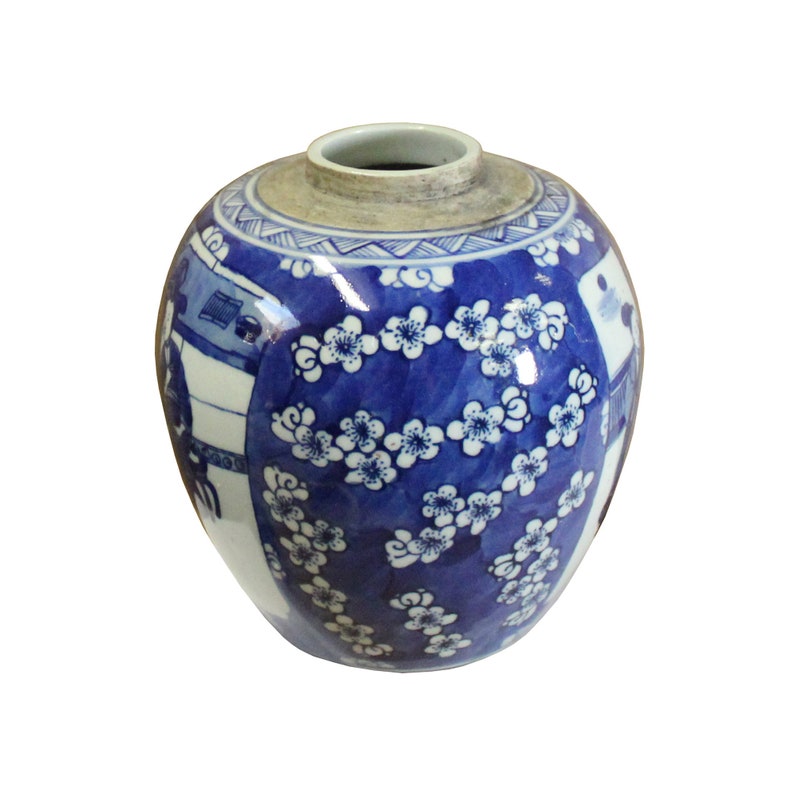 Chinese Oriental Handpaint Small Blue White Porcelain Ginger Jar ws573E image 2