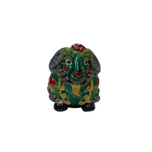Handmade Green Small Ceramic Artistic Ram Figure Display Art ws3234E