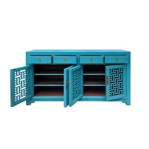 Asian Pastel Blue Shutter Doors Hardware Sideboard Credenza Console Cabinet cs7522E image 5