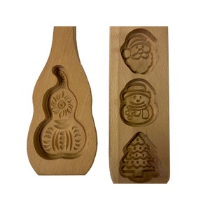 2 Pieces Wood Santa Tree Gourd Pattern Cake Soap Mold Board ws2441E image 5