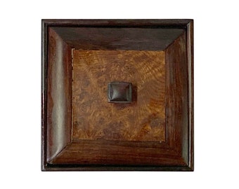 Small Brown Burlwood Pattern Square Storage Accent Box ws2641E