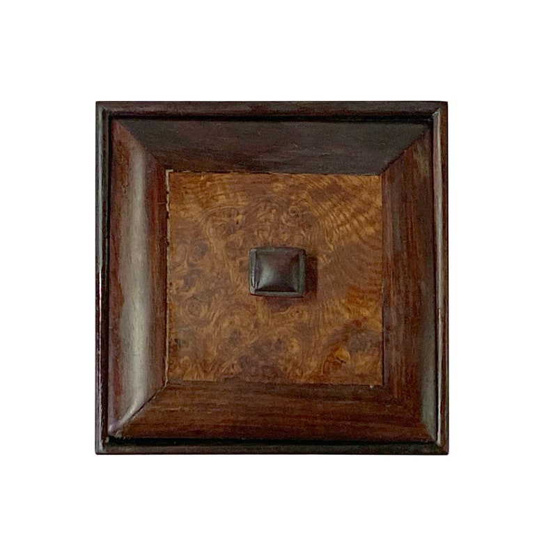 Small Brown Burlwood Pattern Square Storage Accent Box ws2641E image 1