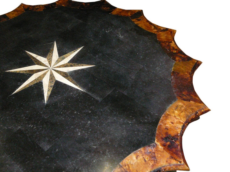 Antique Star Shape Marble Wood Mix Pedestal Table cs960E image 5