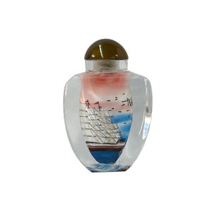 Chinese Inside Oriental Scenery Vessels Graphic Glass Art Bottle ws4157E