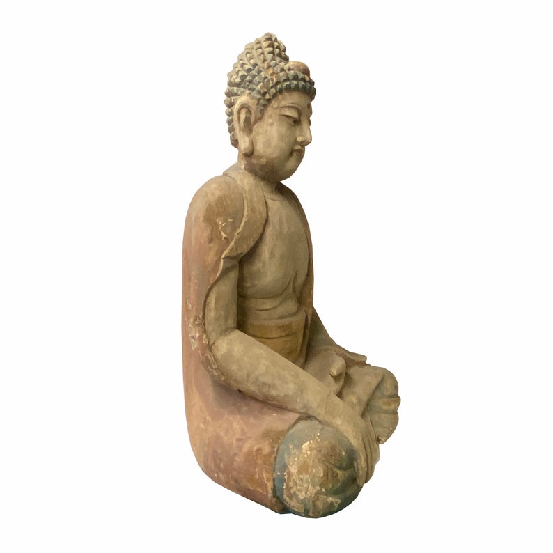 Large Chinese Rustic Wood Sitting Meditation Buddha Statue ws1539E image 5