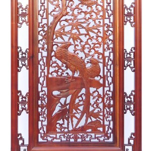 Chinese Oriental Rectangular Vertical Birds Wood Wall Panel cs1362-2E image 2